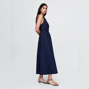 NWT! Gap Navy Blue Tie-Back Halter Maxi Poplin Dress
